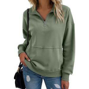 SHEWIN Womens Sweatshirt Casual Long Sleeve Half Zip Pullover Lightweight Sweatshirts Tops Fall Fashion Outfits 2025 (Small)