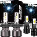 Fit For Honda Pilot 2003-2005 Headlight Bulbs, 9003/H4 High/Low Beam and H3 Fog Bulbs Combo Light Bulbs with Fan, Plug and Play, 6000K Cool White, 500% Super Bright, IP68, Pack of 4