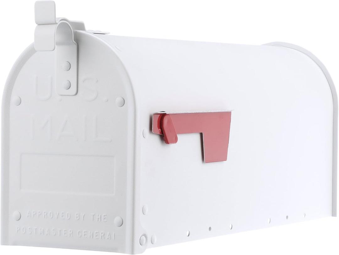 Architectural Mailboxes Admiral Rust-Proof Aluminum Metal Post Mounted Mail Box for Outside, White, Medium Curbside Mailbox, USPS Approved for Residential Delivery