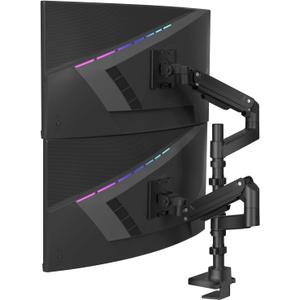WALI Dual Monitor Mount for Ultrawide Heavy Duty Curved Monitor Stacking, Dual Monitor Arms Fits 13-49 Inch for Ultrawide Screens up to 44lbs, 49 inch Monitor Arm, Black