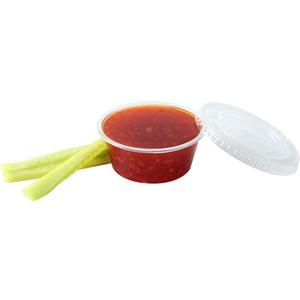 TashiBox 400 Sets - 2 oz Jello Shot Cups with Lids, Small Plastic Portion Cups with Lids, Disposable Condiment Containers for Sauce