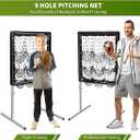 Pitching Net, 9 Hole Pitching Net With Strike Zone Baseball Softball Pitching Target Adjustable Training Equipment For Hitting Pitching