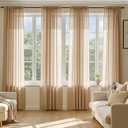 MIULEE Brown Sheer Curtains 84 Inches Long, 4 Panels Set, Rod Pocket Voile Drapes Light Filtering and Semi Transparent, Elegant Window Treatments for Bedroom Living Room,42 x 84 Inches