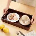 MAYJOYDIY Wooden Serving Tray with Handle 15.7 x 9.2 x 2 Inch Rectangle Wood Decorative Tray Cloud Shape Serving Platter for Afternoon Tea Cosmetics Coffee Cup Aromatherapy Toiletries