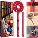 New 4 in 1 Router Milling Groove Bracket, Aluminum Alloy Router Circle Cutting Jig, Multifunctional RouterGuide Cutting Large Circles from 10" to 58", Adjustable Woodworking Tool (Rose Red)