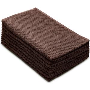 COTTON CRAFT Amazing Kitchen Towels - Set of 8 Terry Towels - 100% Cotton Euro Caf Waffle Weave Dish Towel Set - Soft Absorbent Quick Dry Low Lint Reusable Pantry Bar Cleaning Cloth -16x28- Chocolate