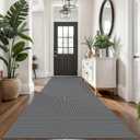 KOZYFLY Extra Long Runners for Hallways 3x14 ft Washable Kitchen Runner Non Slip Rubber Backed Hallway Rug Cotton Entryway Runner Rug Floor Carpet for Indoor Hall, Kitchen, Stair, Grey/Dark Grey