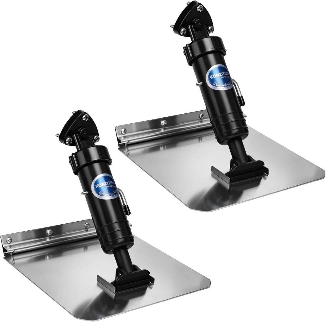 6"x8" & 10"x10" Self-Leveling Trim Tab System for Boats 10'-16' & 17'-20', Trim Tabs for boats Smoother Ride, Heavy-Duty Boat Trim Tabs to Eliminate Porpoising, Improve Fuel Efficiency,Easy to Install