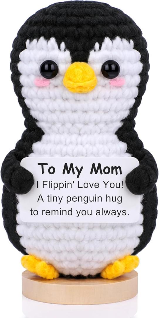 JoycuFF Easter Basket Stuffers Gifts for Mom, Handmade Crochet Mini Penguin Gifts for Mom, Birthday Gift for Mama Mother, Funny