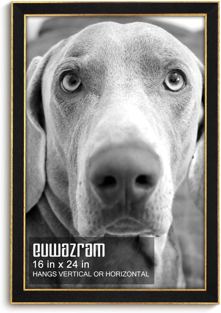Suede 16x24 Frame - Single Frame, Christmas Christmas Elegant Black 16 x 24 Poster Frame, 16x24 Picture Frame for Artwork Puzzles Photos and Movie Posters
