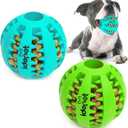 Idepet Dog Toy, Nontoxic Bite Resistant Toy for Pet Dogs Puppy Cat, Dog Pet Food Treat Feeder Chew Tooth Cleaning Exercise Game IQ Training Ball (3.15 inch, Blue&Green)
