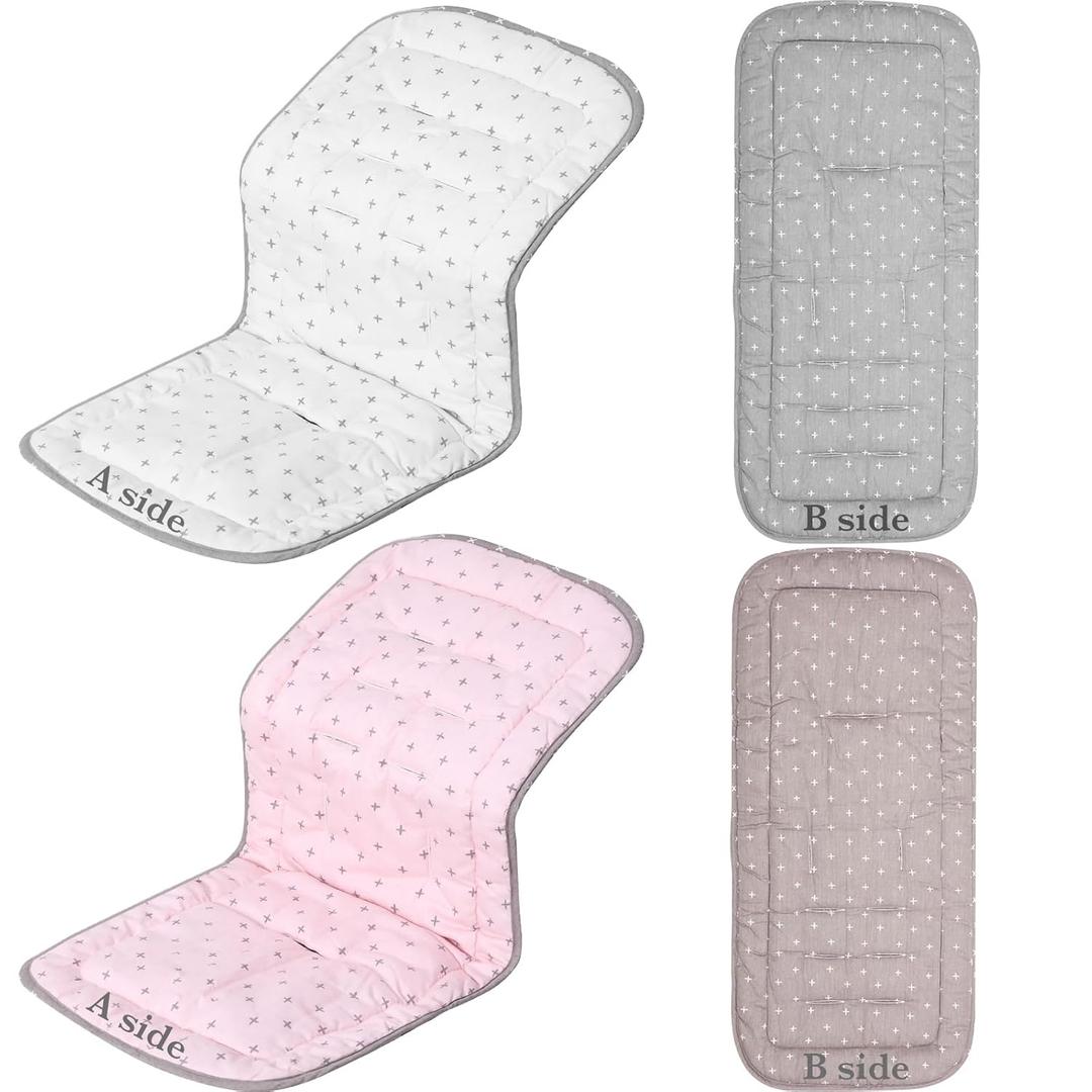Thyle 2 Pcs Stroller Seat Cushion Stroller Seat Liner Baby Stroller Accessories Reversible Baby Carriage Cushion Universal Stroller Cotton Newborn Car Seat Breathable Stroller Mat for Pushchair