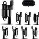 New Upgrade UF414 Round Ignition Coil Pack Set of 8, Precise and Corrosion-resistant Connections, Fit for 4.8L 5.3L 6.0L Chevy Silverado Avalanche Suburban Tahoe Express/GMC Sierra Yukon Savana