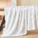 NEWCOSPLAY Super Soft Throw Blanket White Premium Silky Flannel Fleece 3D Checkered Lightweight Bed Blanket All Season Use (White Checkered, Throw(50"x70"))
