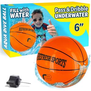 Aqua Dive Pool Ball Basketball  Water Pool Toys for Kids Ages 4-12  Dribble, Pass & Shoot Underwater  Outdoor Beach Toy for Summer Fun  6" Water Game for Boys & Girls Ages 5 6 7 8 9 10 11 12+