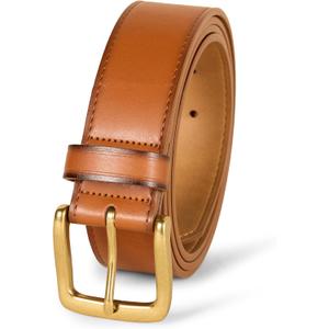 Amazon Essentials Men's Raw Edge Jeans Belt (30, Tan)