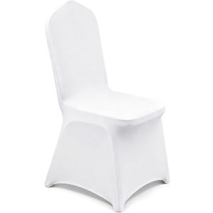 50PCS White Chair Covers, Wrinkle Resistant, Elastic Stretch and Washable, Stretch Polyester Spandex Slipcovers Folding Chair Covers for Party, Wedding, Dining, Banquet, Event