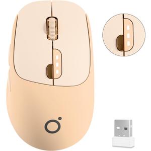 SEUNKWANG EWEADN Q5 Wireless Mouse, BT5.0 & 2.4G Computer Mice with Visible Battery Indicator, 1600 DPI, Rechargeable Bluetooth Mouse, 6 Button Portable Silent Computer Mouse for Laptop/PC/Mac - Pink
