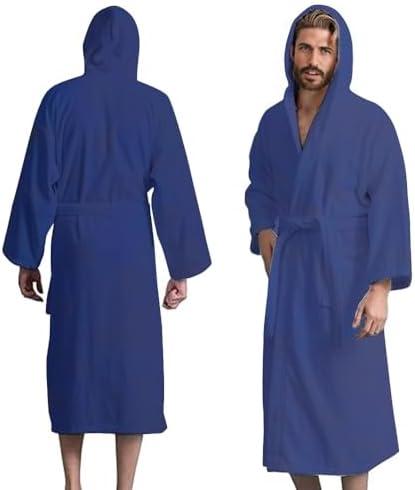 Mens Hooded Bathrobe, 100% Cotton Terry Bathrobe, Spa Style Bath Robe, Absorbent Shower Robe, Lightweight Towel Bathrobes (Blue) Mens Hooded Bathrobe, 100% Cotton Terry Bathrobe, Spa Style Bath Robe, Absorbent Shower Robe, Lightweight Towel Bathrobes (Blue)