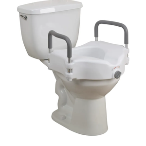 Drive Medical RTL12027RA 2-in-1 Raised Toilet Seat with Removable Padded Arms, Standard Seat