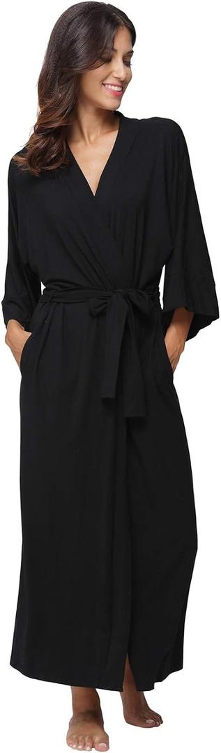 Women's Soft Robes Long Bath Robes Full Length Kimonos Sleepwear Dressing Gown,Solid Color Small