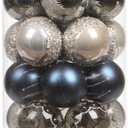 Sea Team 60mm/2.36" Delicate Contrast Color Theme Painting & Glittering Christmas Tree Pendants Decorative Hanging Christmas Baubles Balls Ornaments Set - (Stone Blue & Silver Grey), Pack of 30