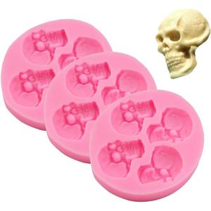 2 x Chocolate Candy Molds, Halloween Skulls Silicone, Fondant Mold for Cake Decoration Wedding Party Supplies Set of 3