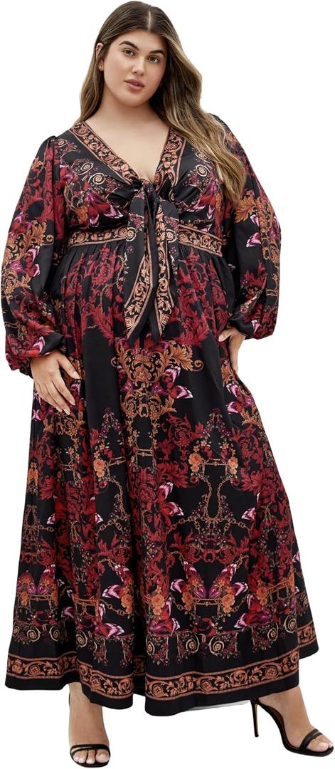 City Chic Women's Plus Size Dress - Ivanna Maxi (Black, L)