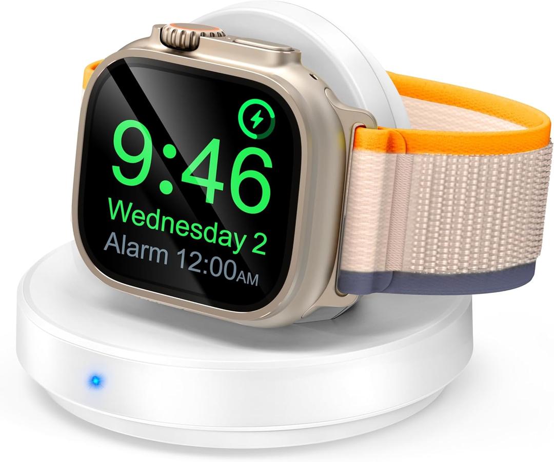 2026 Upgraded for Apple Watch Charger Magnetic Fast Charging Dock,Portable Wireless Charging Stand Compatible with iWatch Series Ultra/SE/11/10/9/8/7/6/5/4/3/2 Support Nightstand Mode-White