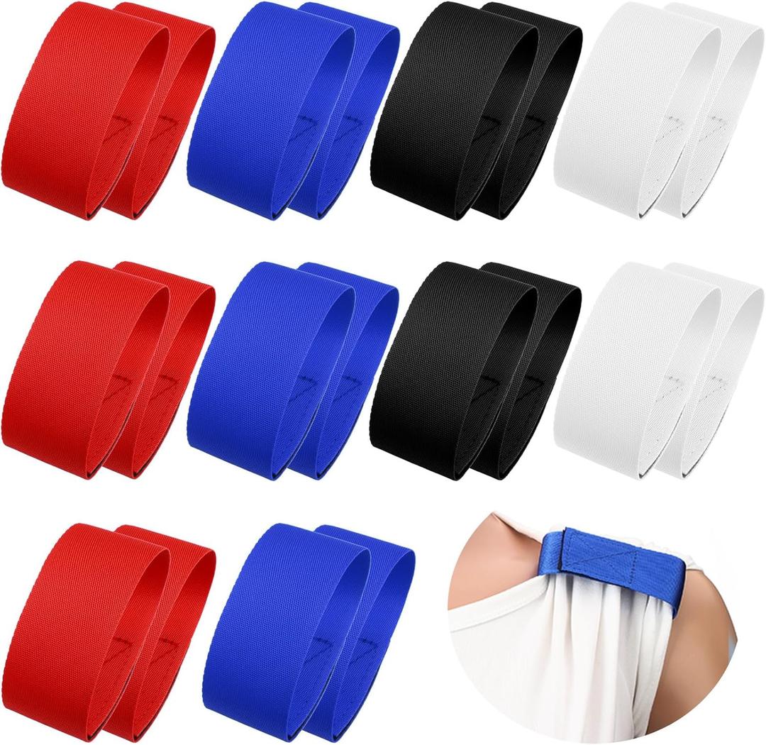 Kajaia Solid Sleeves Holders Sports Sleeve Clips Soccer Softball Baseball Sleeves Ties for Sports T Shirts 9.84 x 1.57 Inch (Black, Blue, Red, White)