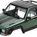 1/10 RC Hard Shell Cab & Back-Half Cage Body Shell Kit for 1/10 RC Crawler TRX4 SCX10 90046 AT4 GEN 8 Scout II,313mm Wheelbase Cherokee Upgrade and Modify (Army Green)
