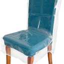 4 Pack Plastic Chair Covers, Clear Dining Room Chairs Cover Set, Transparent Waterproof Seat Protector from Cat Scratch, Dust, Spill, Pet Hair and Easy Clean