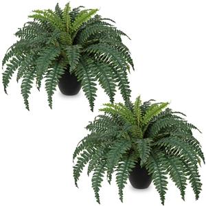 Hollyone 2Pcs Artificial Large Fern Boston Potted Plant for Outdoors & Indoor 25.5inch Faux Fake Fern Bush Plant in Pot for Patio Garden Farmhouse Windowsill Entrance Porch Office Room Home Decor