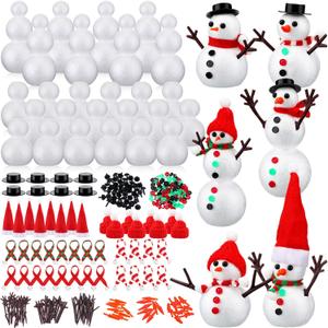 Soulchen24 Set Christmas Foam Snowman DIY Craft Kits 288 Pcs Build a Snowman Crafts for Christmas Tree Ornaments Home Decor Winter Party Creative Painting Projects