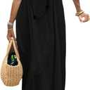 SHENHE Women's Open Back Spaghetti Strap Beach Maxi Dress Loose Flowy Vacation Sundress (Black) XS