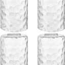 Skelang Hammered Lip-less Glass Lamp Shade, Cylindrical Light Cover with Fitter Opening, Replacement for Chandelier, Pendant, Bathroom Vanity Light, 4 Pcs