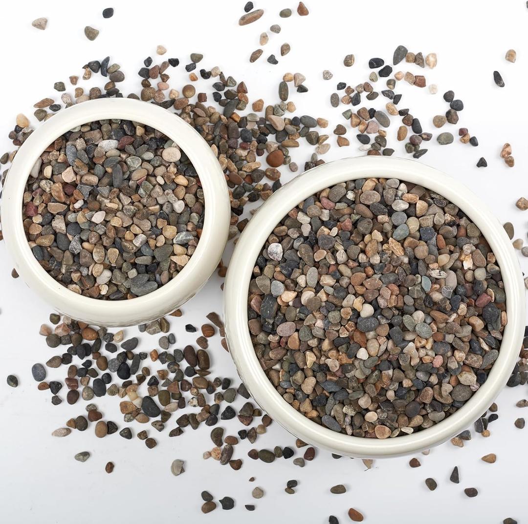 40LB Natural River Rocks, 1/4" Aquarium Gravel, Small Pebbles for Plants, Pea Gravel for Fish Tanks, Decorative Rocks for Gardening, Flower Pots, Vase Fillers, Indoor Fountains (40 LBS)