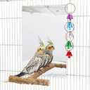 Oooct Large Bird Mirror Toy with Perch Stand, Parrot Parakeet Mirror with Bird Swing Bell Toys, Bird Cage Accessories, Suitable for Parakeet Cockatiel Conure Lovebirds - 11.8 7.9 Inch
