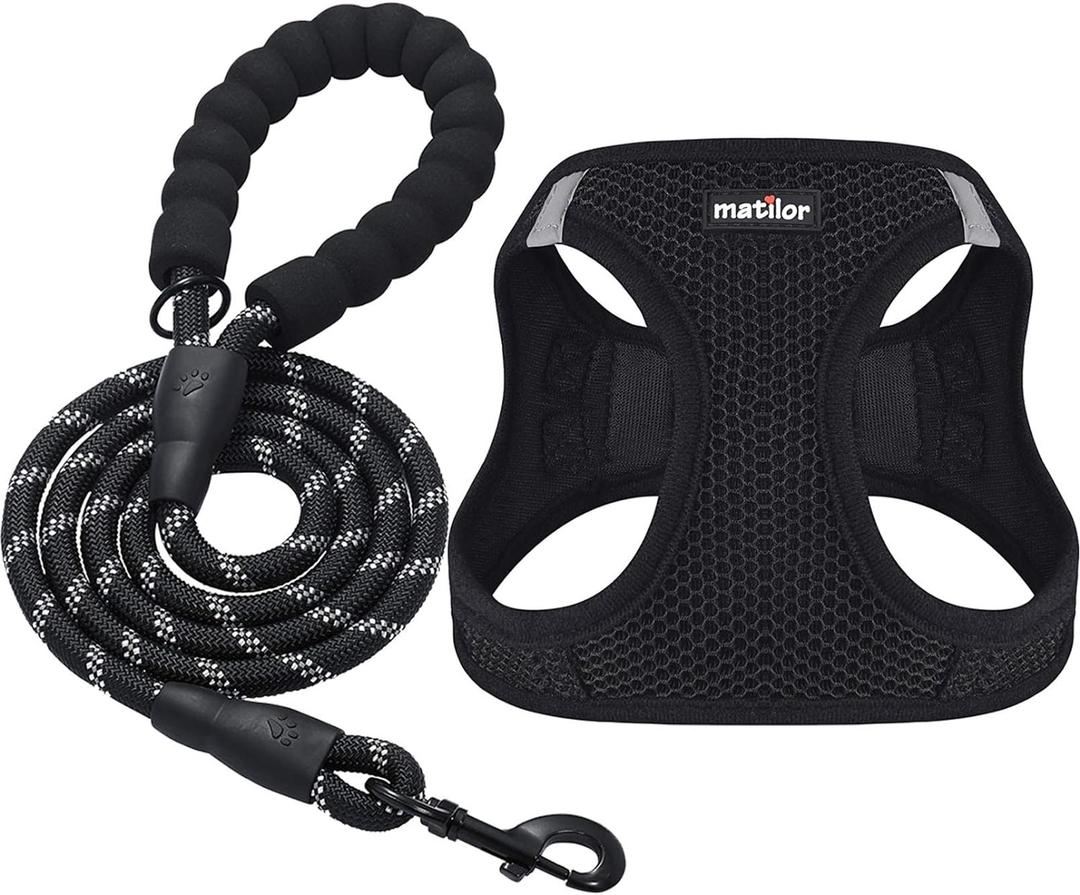 Dog Harness Step-in Breathable Puppy Cat Dog Vest Harnesses (Small (Pack of 1), Black)