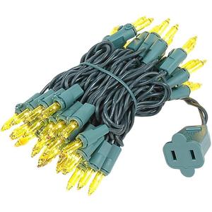 Novelty Lights 11 Feet 50 Bulbs Traditional Incandescent Mini Lights, Yellow on Green Wire with 2.5" Spacing, Commercial Grade and UL Listed for Indoor/Outdoor Use, End-to-End Connectable