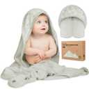 KeaBabies Hooded Baby Towel for Newborn - Viscose Derived from Bamboo Large Baby Bath Towels with Hood for Boys, Girls, Toddler, Extra Absorbent & Soft Newborn Bath Essentials (Serenity) (Regular 35x35)