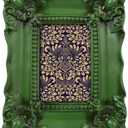 SIMON'S SHOP 4x6 Picture Frame for Wall and Tabletop, Vintage Photo Frames 4x6 wih Glass Cover, Rustic Green Photo Frame