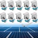 Anbte 10pcs Adjustable Solar Panel End Clamp for Unistrut, 30-50mm Aluminum Solar Panel Mounting Brackets with Nuts Bolts and Wrench, for Metal Roof, Tin Roof, Flat Roof, Sheet Roof, RV, Silver