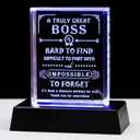 Movdyka Boss Gifts for Men Women Crystal Keepsake Best Boss Ever Appreciation Gifts for Boss Lady Christmas Boss Day Desk Decoration with Led Base