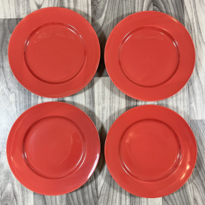 joy akkess 50 PCS Red Plastic Plates Heavy Duty Red Plates Disposable include 25 Dinner (10.25") & Dessert/Salad (7.5") for Valentine's Day, Birthday, Wedding