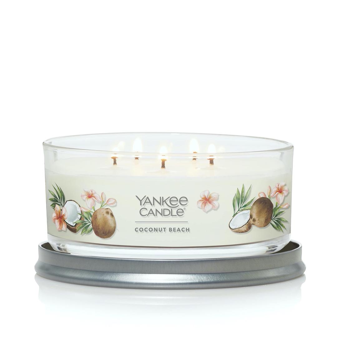 Yankee Candle Coconut Beach Scented, Signature 12oz Medium Tumbler 5-Wick Candle, Over 16 Hours of Burn Time
