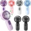 Mini Portable Fan Bulk Cute Handheld Lightweight Small Little Personal Hand Eyelash Fan 3 Speeds USB Rechargeable for Women Men Indoor Outdoor Makeup Travel Camping (Multicolor,6 Pcs)