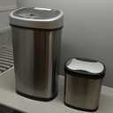 Ninestars Two-Piece Automatic Trash Can Combo Set, 13 Gal (50L) & 3 Gal (12L) Touchless Motion Sensor Garbage Cans with Odor-Sealing Lids, Matching Oval Stainless Steel, Black Trim