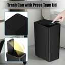 TIPGO Bathroom Trash Can with Lid, 10 Liter/ 2.6 Gallon Slim Garbage Can, Small Trash Bin Waste Basket with Pop-Up Lid for Kitchen, Bedroom, Living Room, Office (Black)