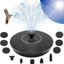 Solar Fountain Pump, Garden Bird Bath Solar Water Fountain Feature 1.5W Powered Pump Outdoor Waterfalls Freestanding with 8 Nozzles for Pond Pool Backyard Decor